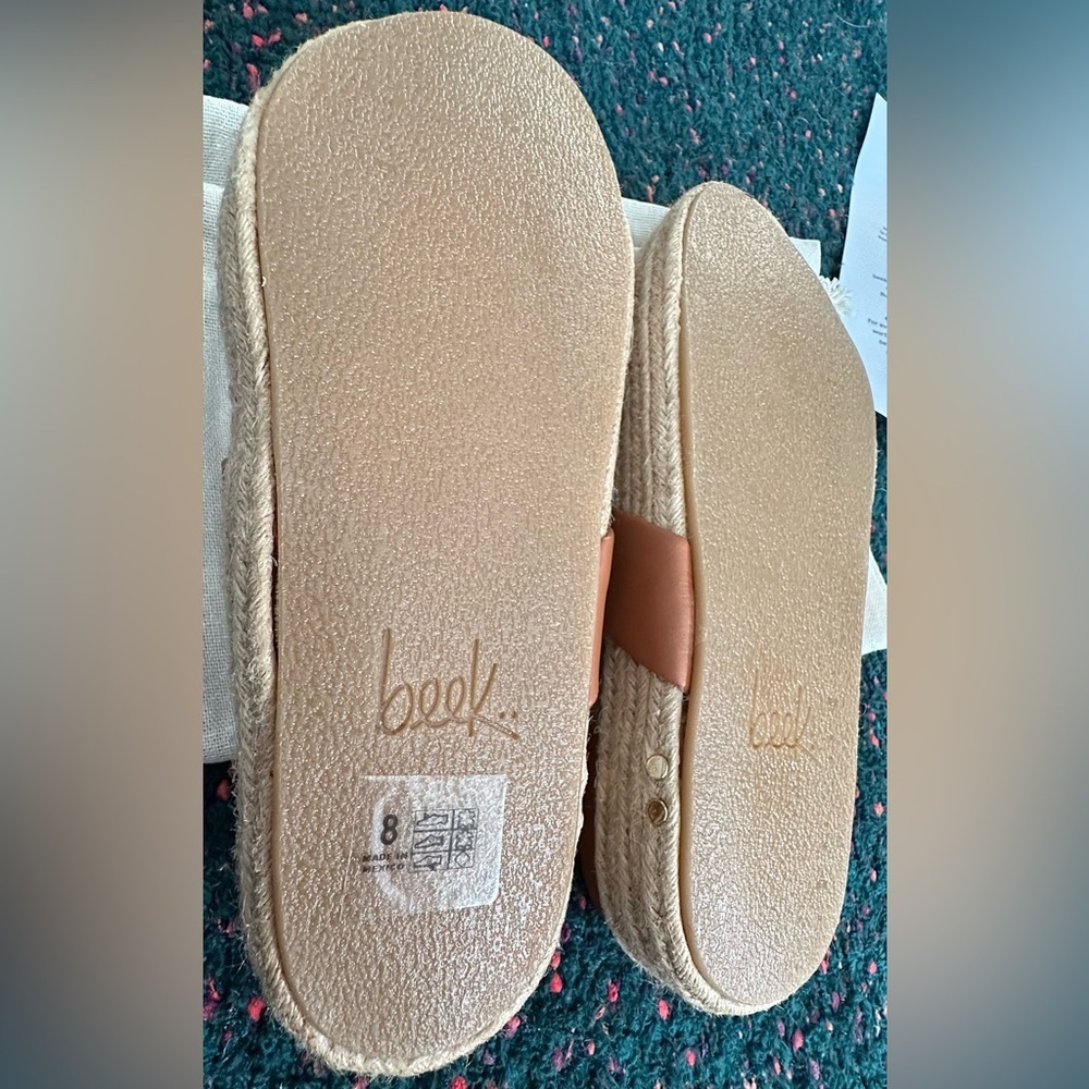 beek Twinspot Leather Platform Sandals NWT Tan Size 8 - Picture 15 of 15